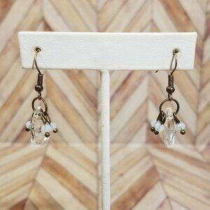 Faceted Dangling Earrings - Clear